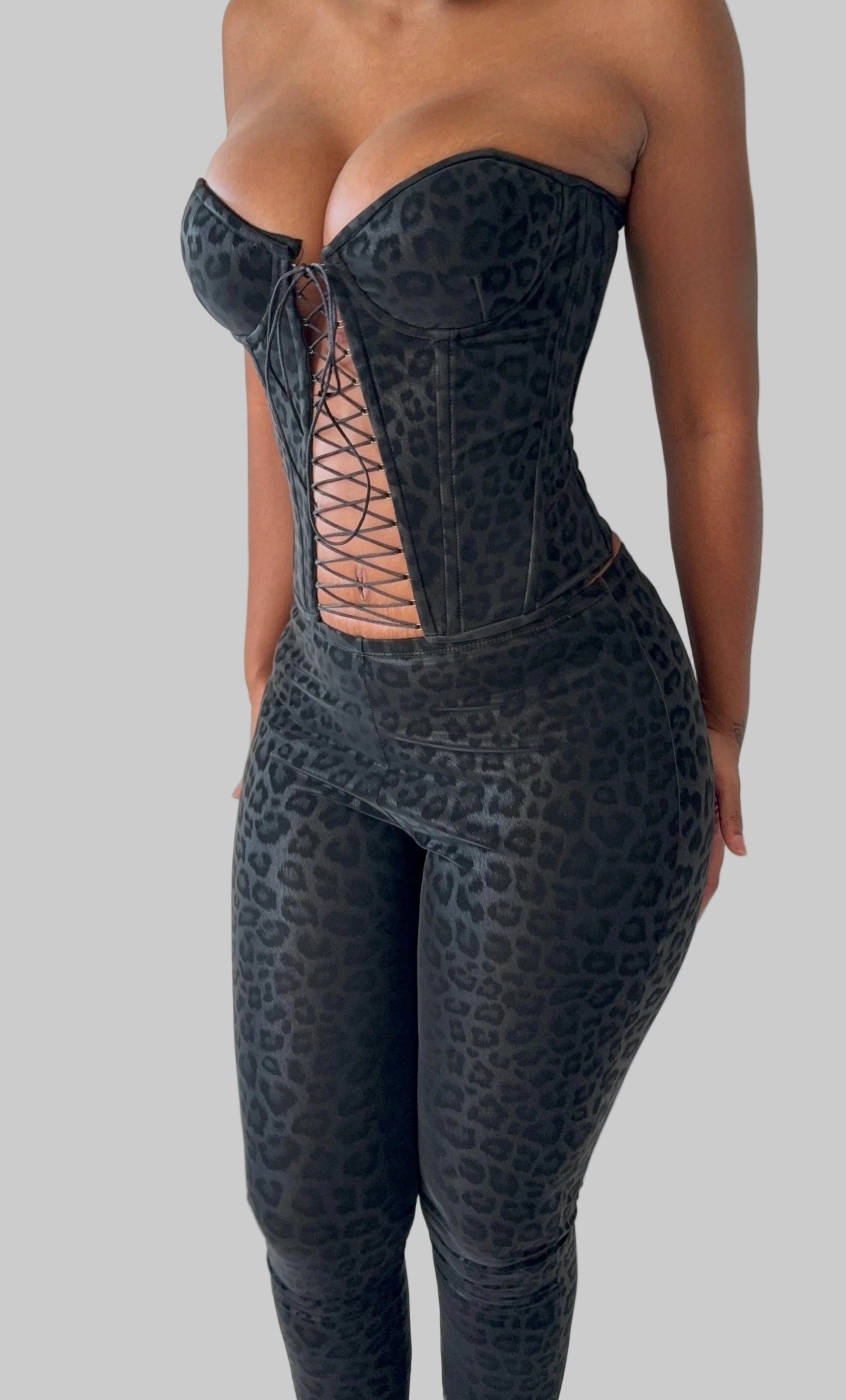 NERA LEOPARD SCULPT CORSET