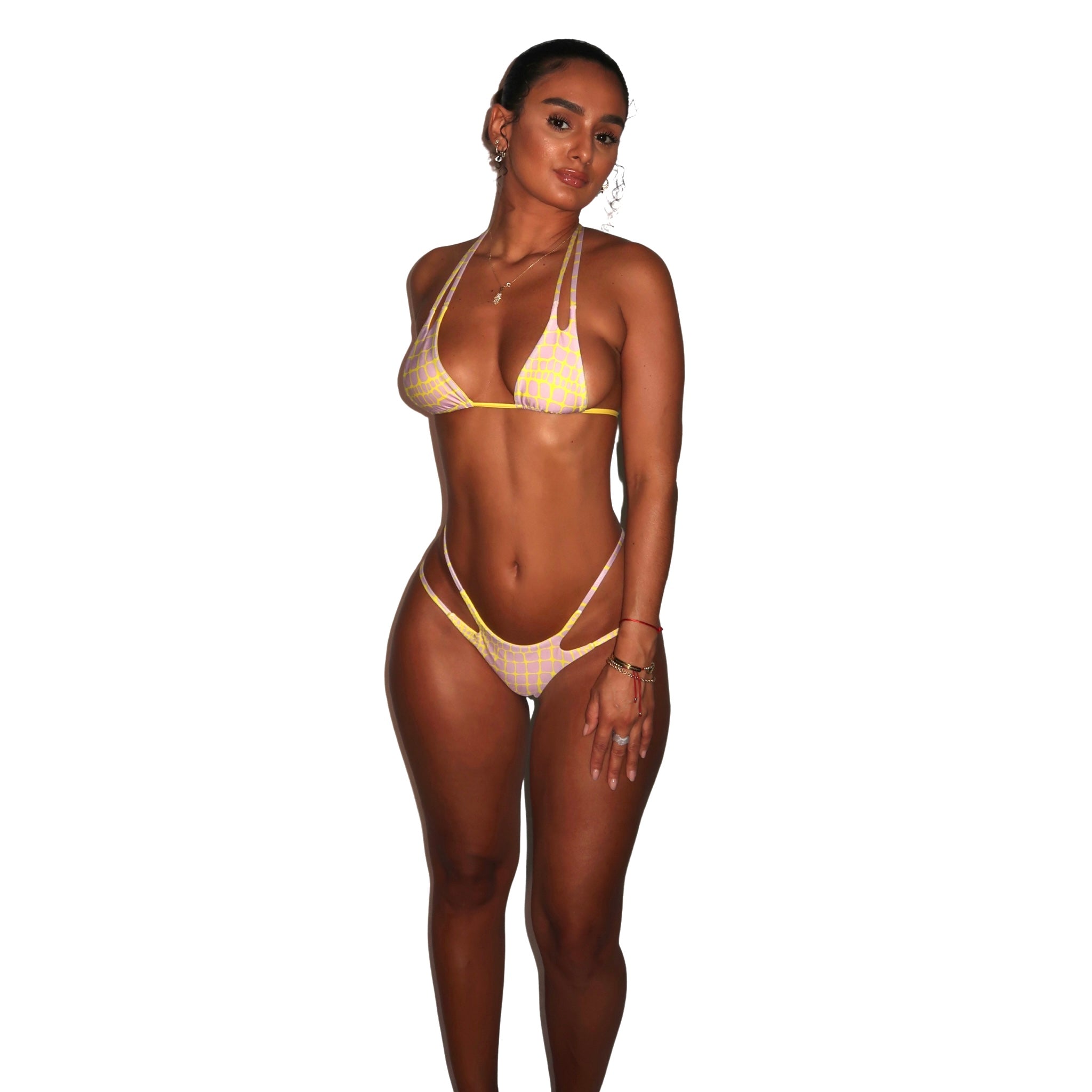 CAIA BIKINI TOP - YELLOW / LILAC