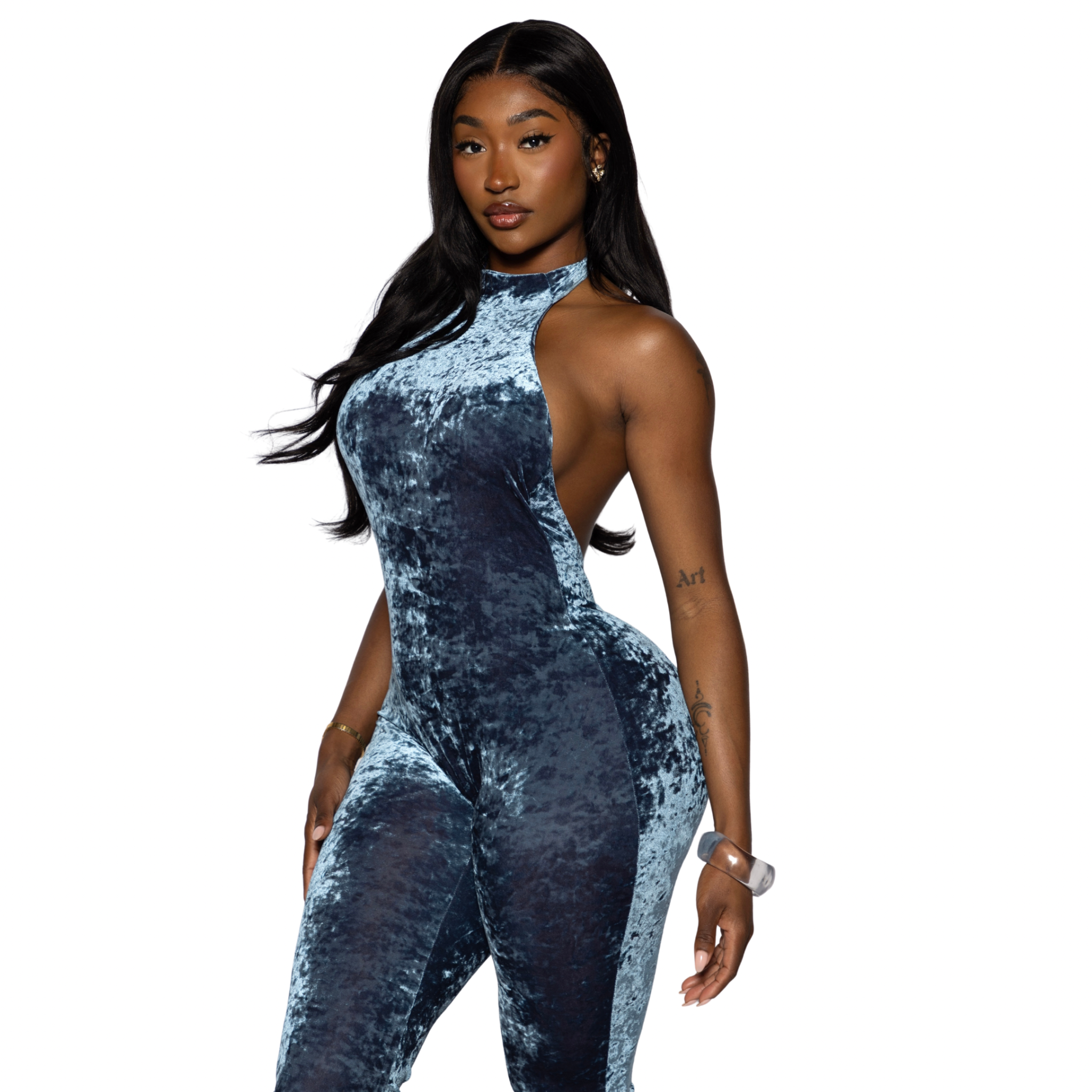 CRUSHED VELVET JUMPSUIT